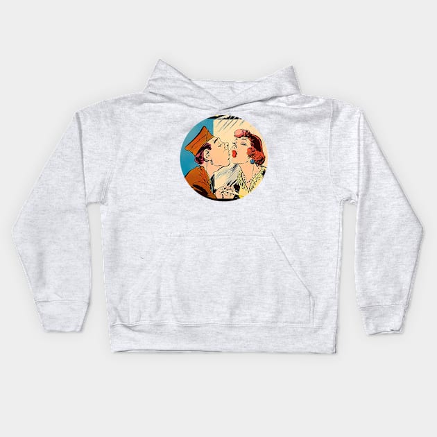 Passionate kiss through the window Kids Hoodie by Marccelus